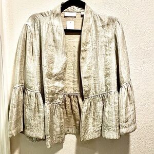 Debra Deroo -Elegant Champagne Open-Front Jacket